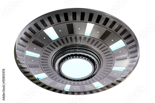 Fototapeta Naklejka Na Ścianę i Meble -  Vintage UFO isolated on white background 3D rendering