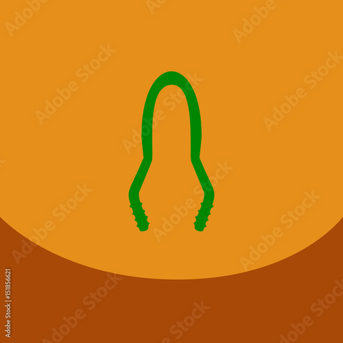 Flat icon with dark shadow forceps for hookah charcoal. Hookah accessories, vector illustration