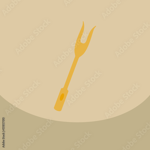Large Fork with Wooden Handle on a color Background Vector Illustration yoke