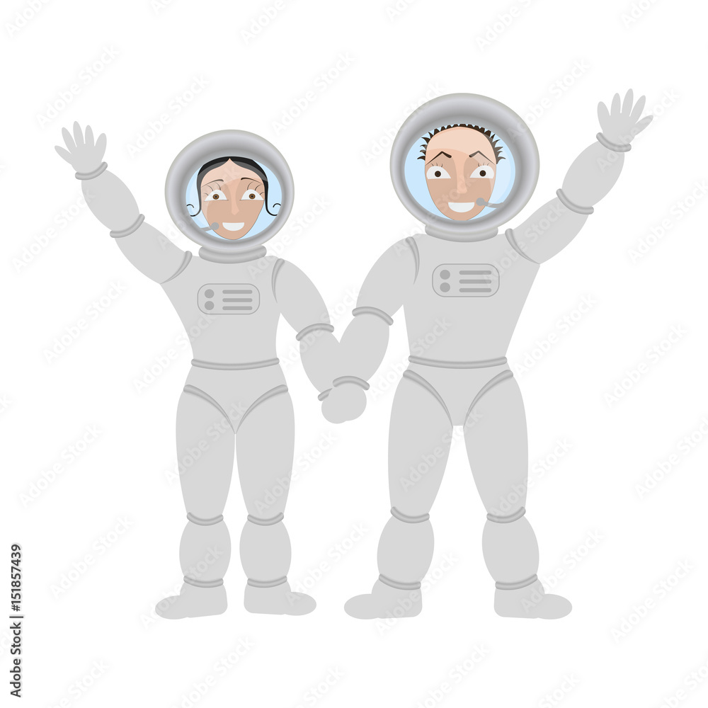 Pair of lovers astronauts in open space In weightlessness. Vector illustration eps 10
Pair of lovers astronauts in open space In weightlessness. Vector illustration eps 10