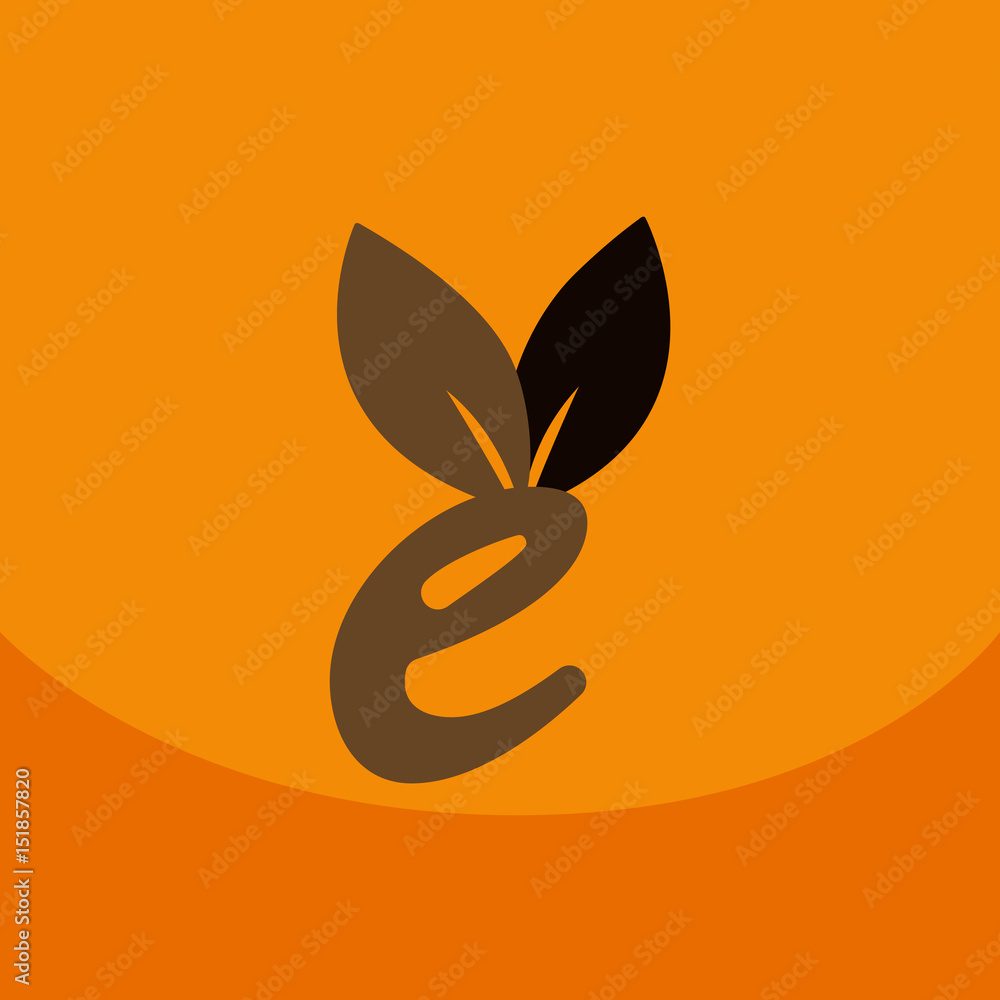 Obraz premium E letter eco logo, Safe leaf icon