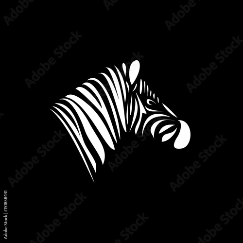 Zebra's head. Schematic white lines logo.