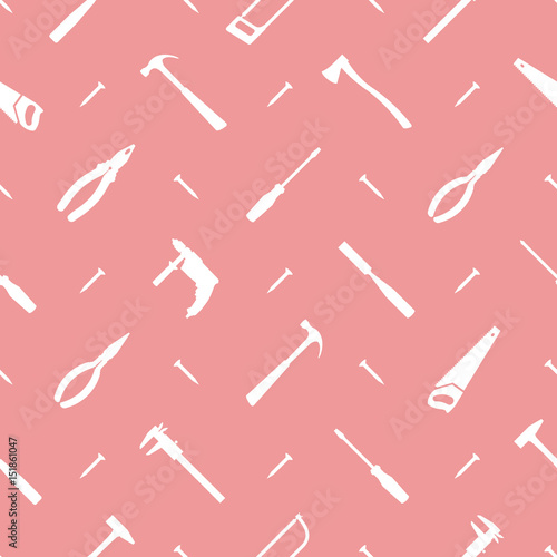 Сarpenter work tools seamless pattern. Great for wrapping paper, posters, backgrounds for the site.