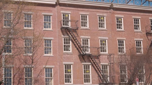 Typical building in Brooklyn with outside rescue ladders