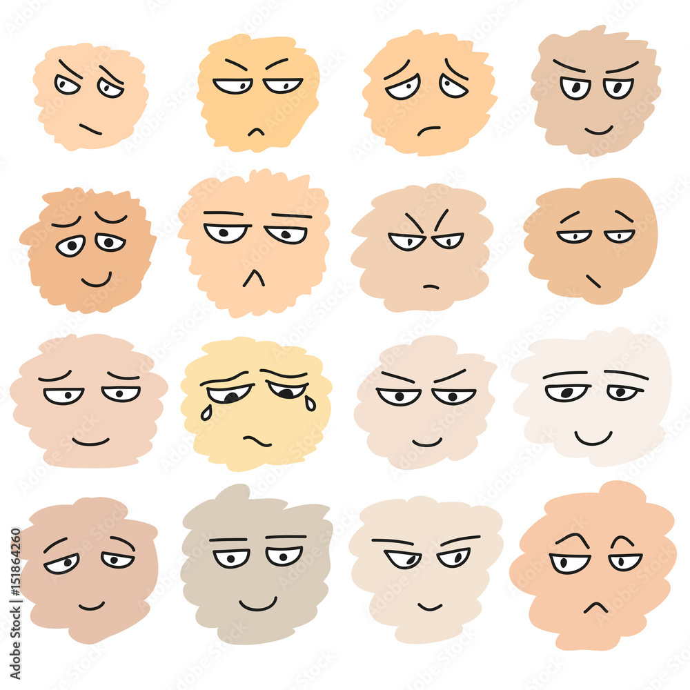 Collection of doodle smiles. Different emotions. Vector illustration isolated on white. Collection of doodle smiles. Different emotions. Vector illustration isolated on white.