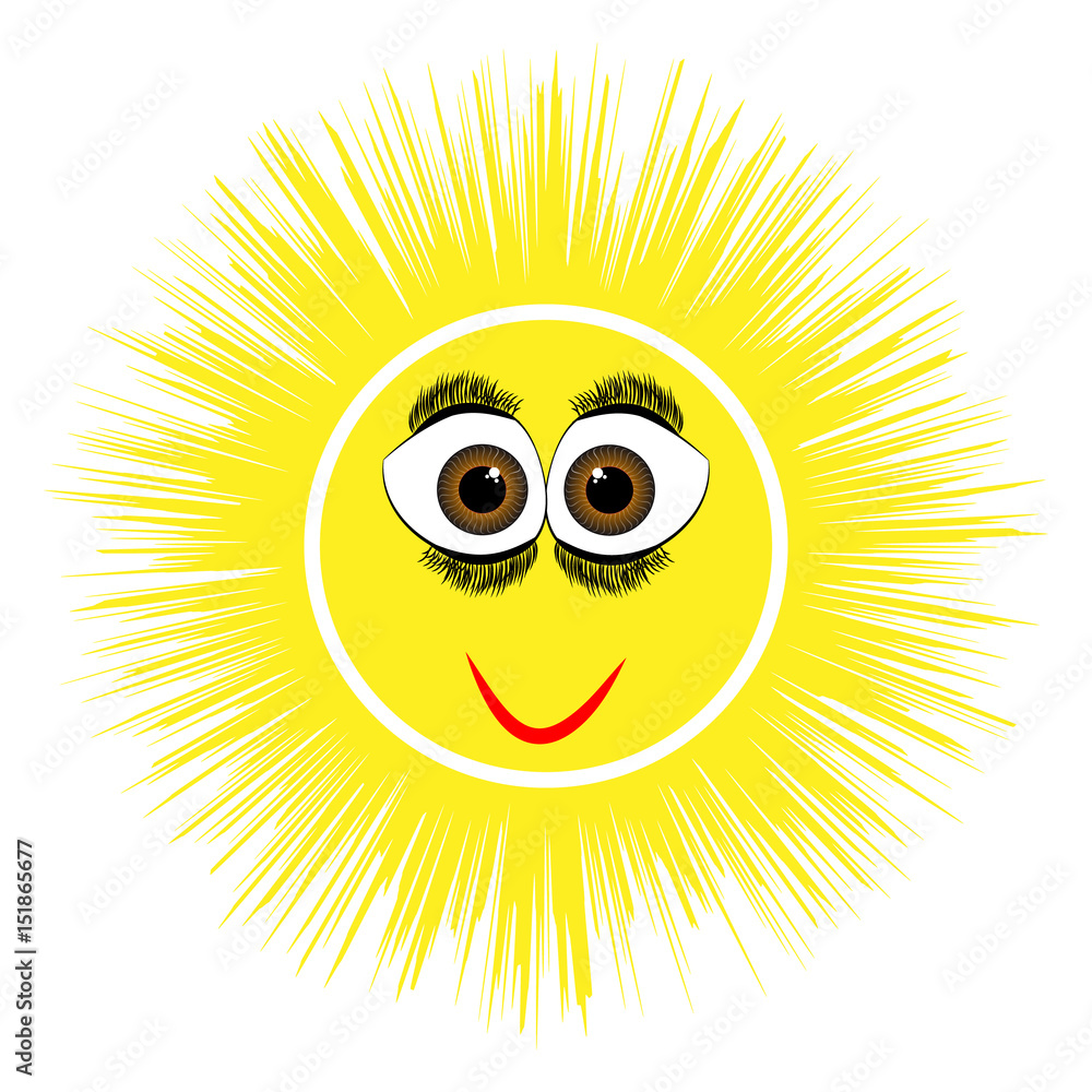 Funny sun isolated on white background