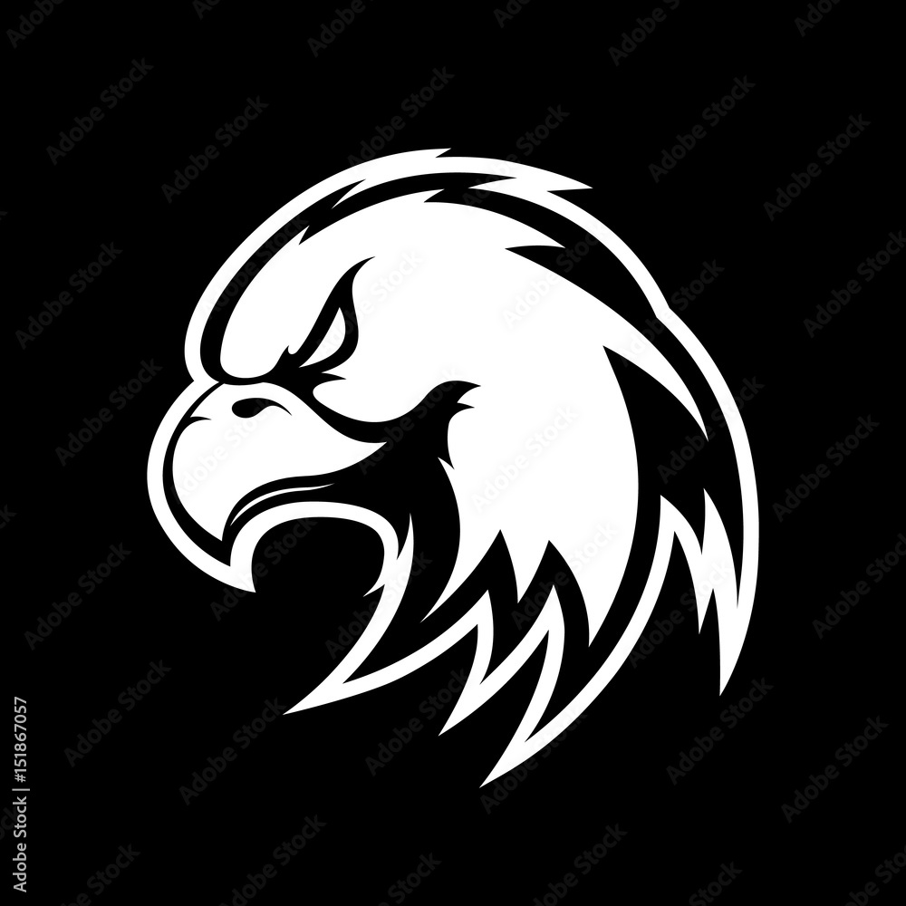 Naklejka premium Furious eagle sport vector logo concept isolated on black background.