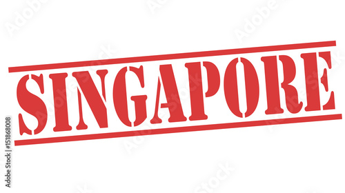 Canvas Print Singapore stamp red on white