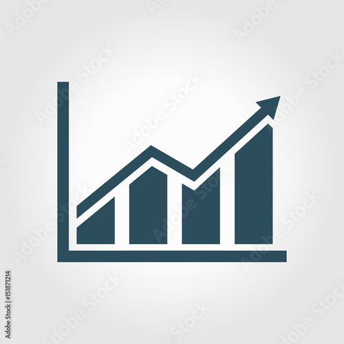 Infographic. Chart icon. Growing graph simbol. Flat design style.
