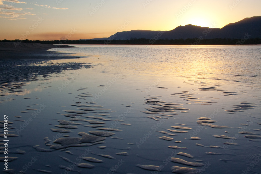 Fototapeta premium Sunset on Zambesi River, Zimbabwe and Zambia