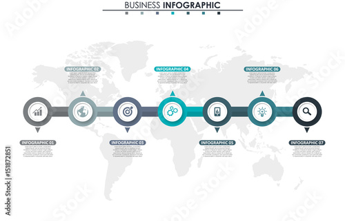 
Business data visualization. Process chart. Abstract elements of graph, diagram with 7 steps, options, parts or processes. Vector business template for presentation. Concept for infographic.Vector