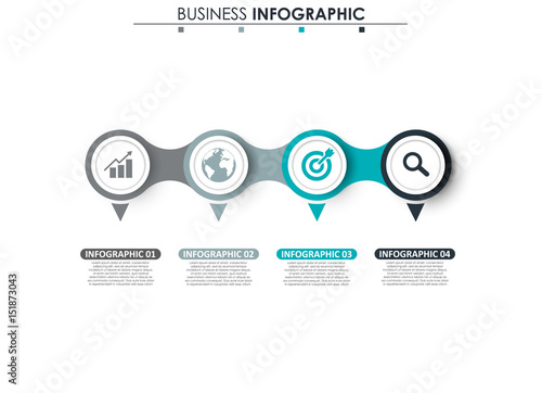 Business data visualization. Process chart. Abstract elements of graph, diagram with 4 steps, options, parts or processes. Vector business template for presentation. Concept for infographic.Vector