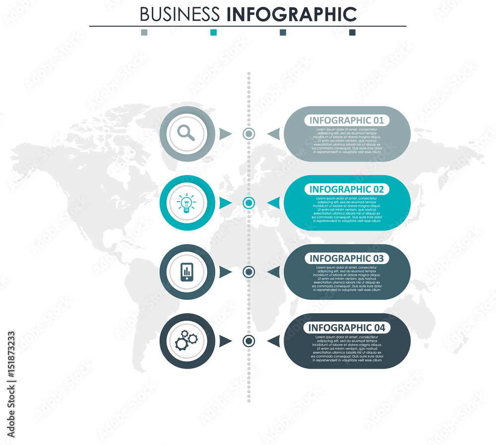 Fototapeta premium Business data visualization. Process chart. Abstract elements of graph, diagram with 4 steps, options, parts or processes. Vector business template for presentation. Concept for infographic.Vector