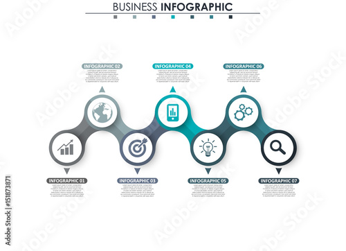 
Business data visualization. Process chart. Abstract elements of graph, diagram with 7 steps, options, parts or processes. Vector business template for presentation. Concept for infographic.Vector