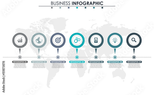 
Business data visualization. Process chart. Abstract elements of graph, diagram with 7 steps, options, parts or processes. Vector business template for presentation. Concept for infographic.Vector