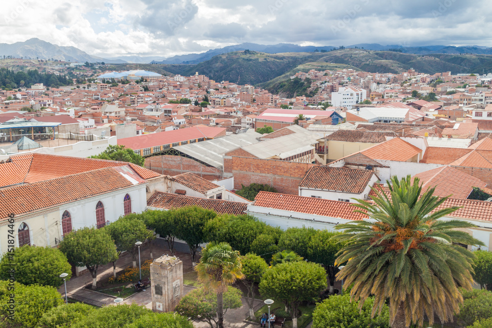 Aerial view of Sucre, capital of Bolivia