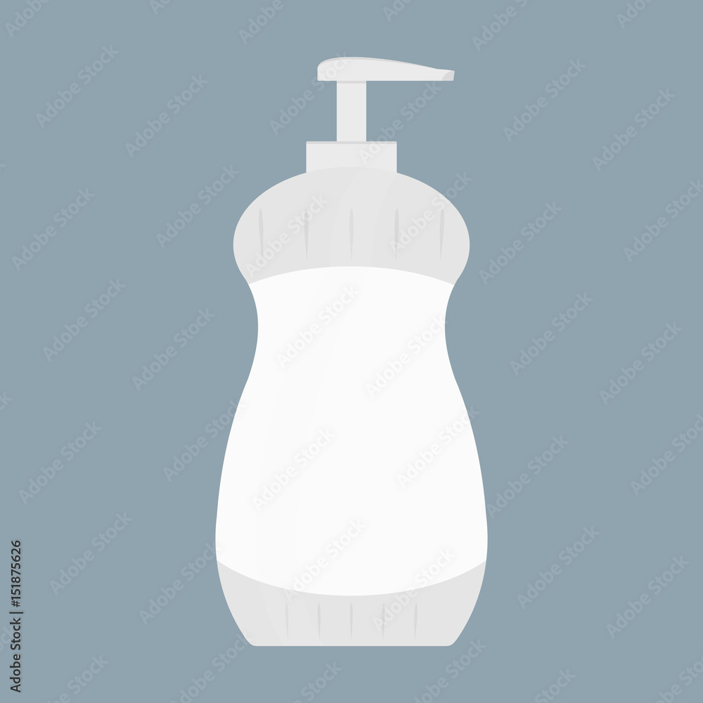 White Bottle of soap or cream with lid and dispenser. Skin care, wash and protection. Vector illustration White Bottle of soap or cream with lid and dispenser. Skin care, wash and protection. Vector illustration