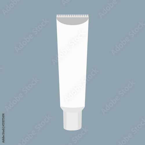 White Tube of cream or toothpaste with lid. Skin care or dental protection. Vector illustration