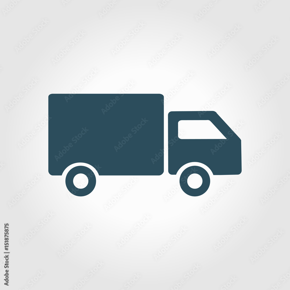 Delivery truck sign icon. Cargo van symbol. Shipments and free delivery. Flat style. Vector.