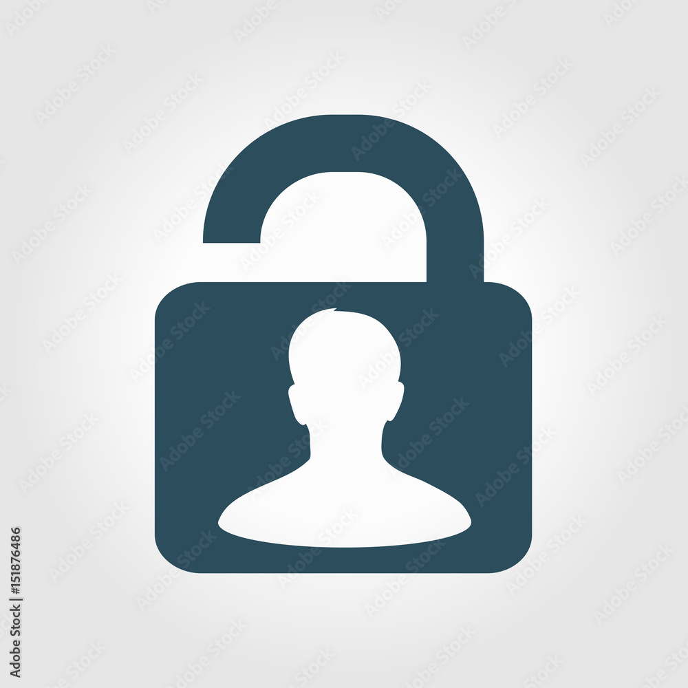 Unlock icon. Flat design style. Access to the user. Unlock icon. Flat design style. Access to the user.