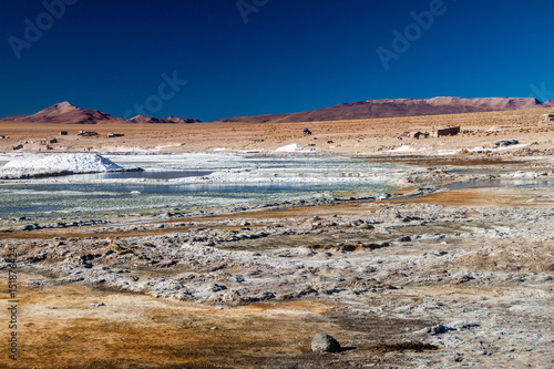 Borax is being mined from Salar de Chalviri salt flat in Bolivia