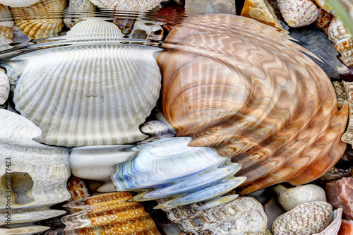 Φωτογραφία Water ripples over the stone pebbles