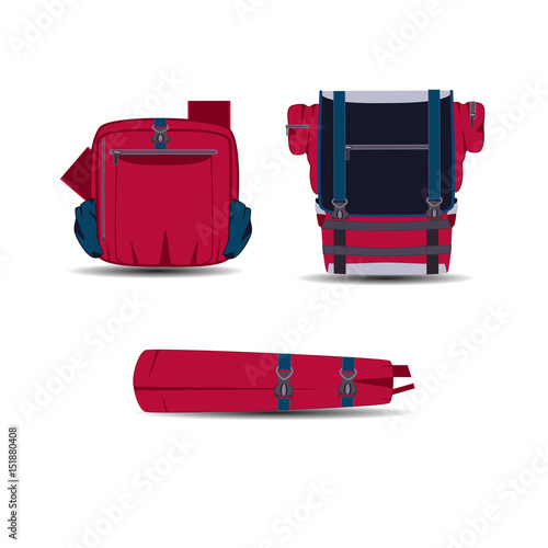Vector illustration of bikepacking bags and tent in flat style