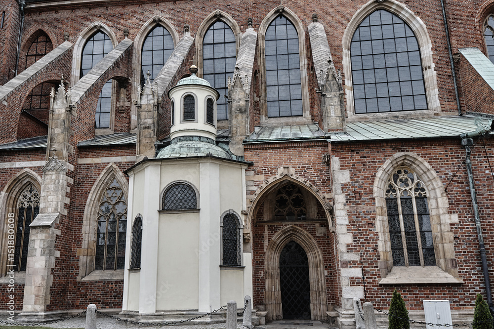 Baroque chapel and portal of a Gothic church in Wroclaw.
