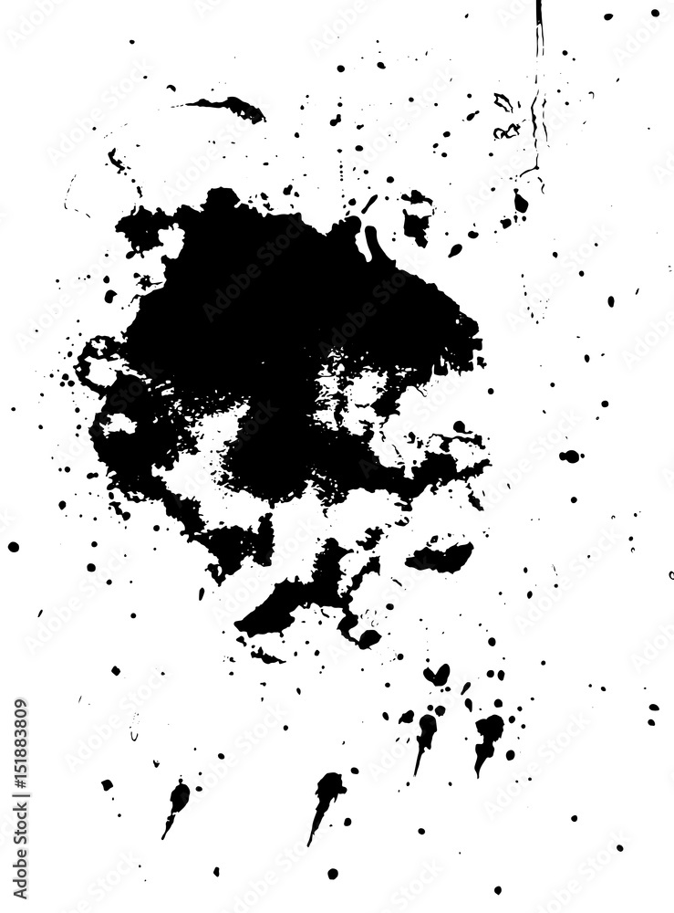 Vector black ink blot isolated on a white