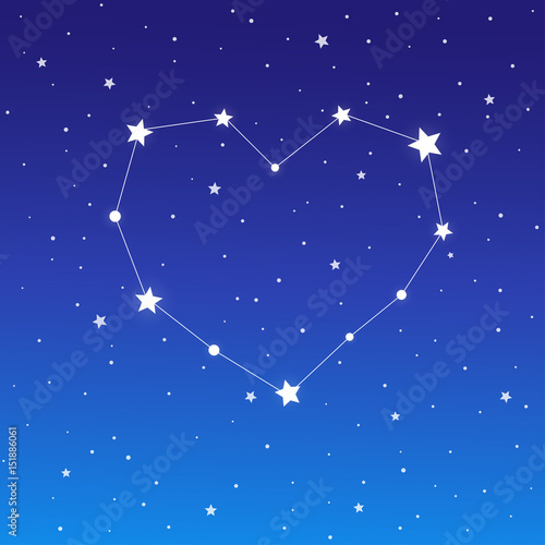 Heart constellation on starry sky
