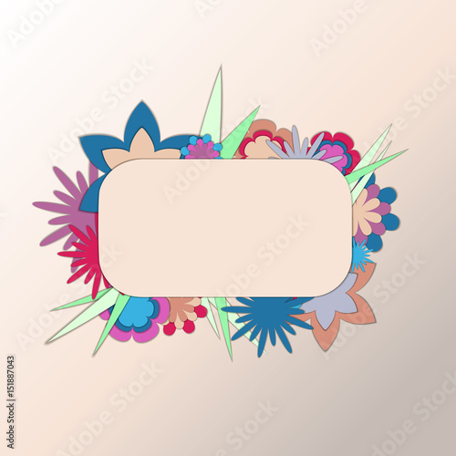 Cutout paper frame with flowers