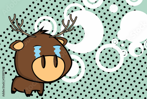 crying little big head deer expressions background in vector format very easy to edit