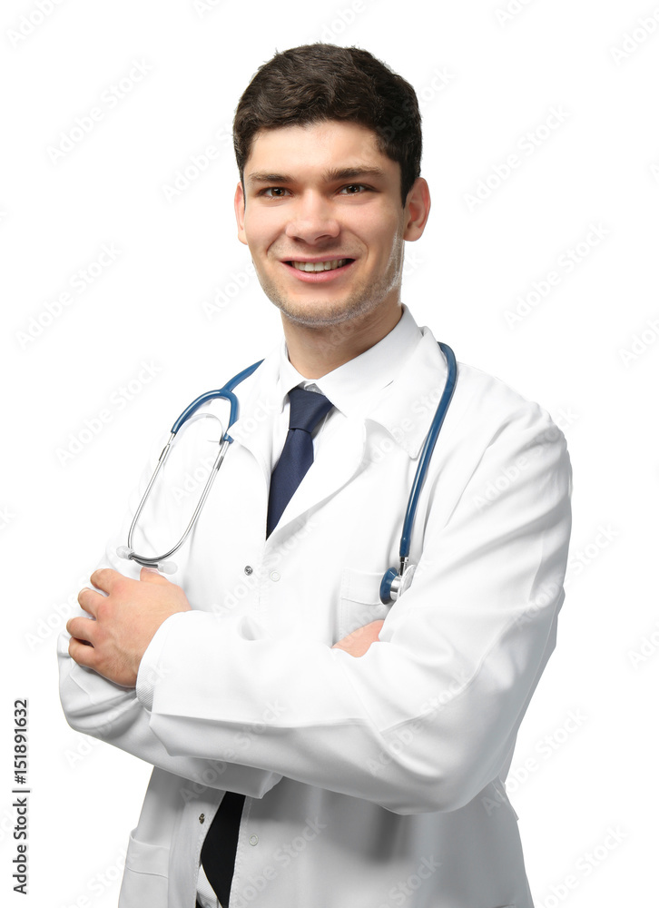 Handsome young doctor on white background Handsome young doctor on white background