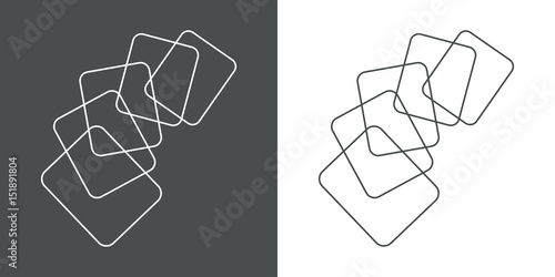 Icono plano documentos en arco lineal gris y blanco