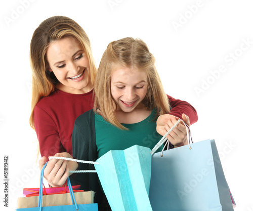 Mother and daughter with pa...