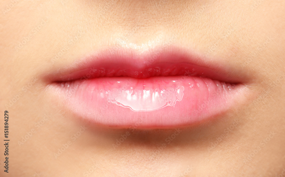 Lips of beautiful young woman, closeup Lips of beautiful young woman, closeup