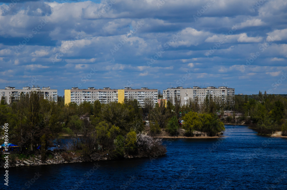 View on a city Kremenchug and river Dnieper