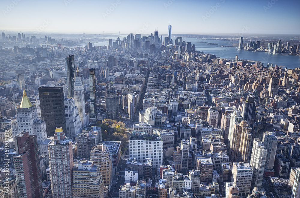 Fototapeta premium New York city skyline in the morning.