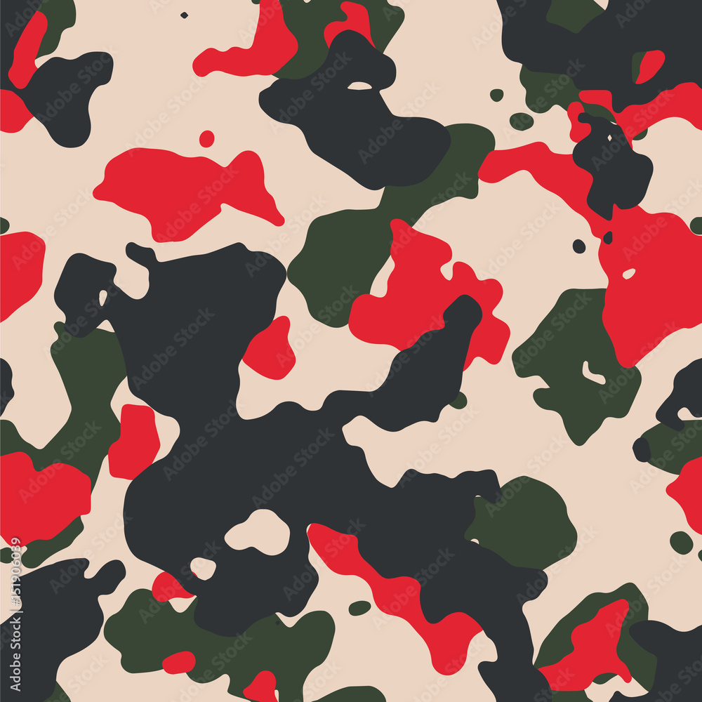 Seamless beige red green and black large camouflage pattern vector Stock  Vector