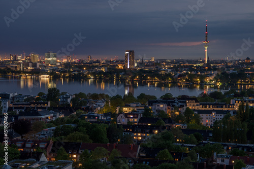Hamburg  Germany  panorama at night