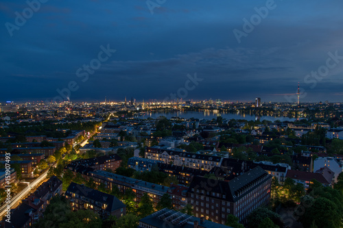 Hamburg  Germany  panorama at night
