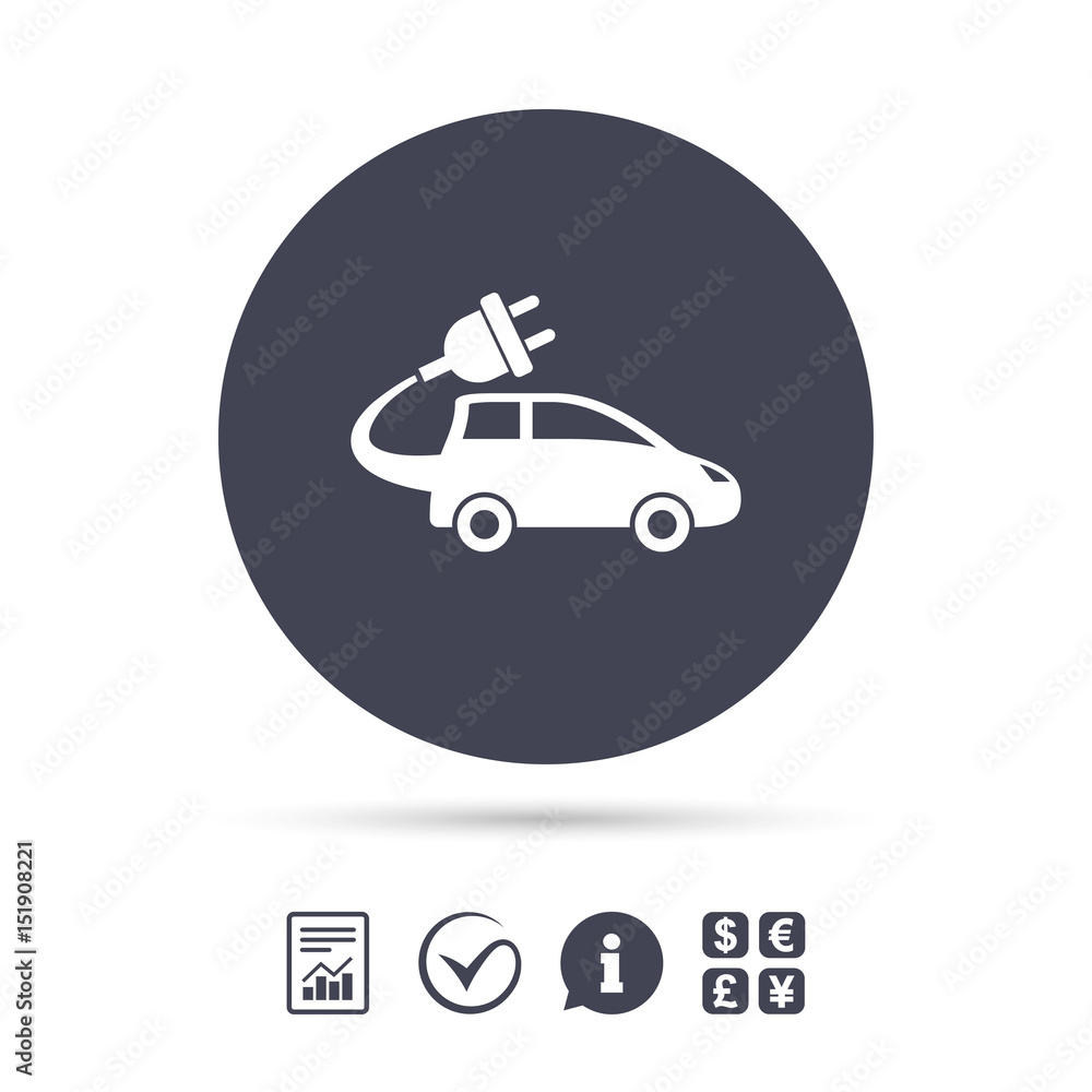 Electric car sign icon. Hatchback symbol. Electric car sign icon. Hatchback symbol.