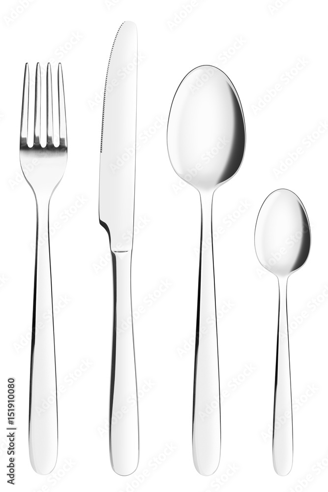 fork, knife, spoon, teaspoon, clipping path, cutlery on white background, isolated