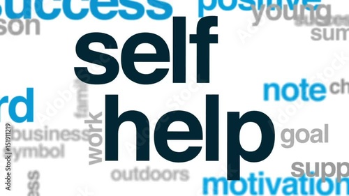 Self help animated word cloud, text design animation.