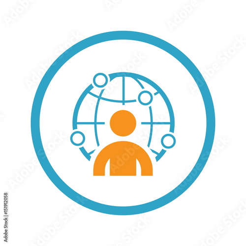Global Business Icon. Flat Design.