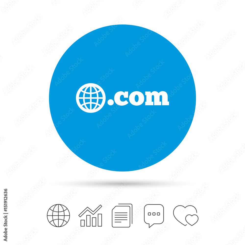 Domain COM sign icon. Top-level internet domain. Domain COM sign icon. Top-level internet domain.