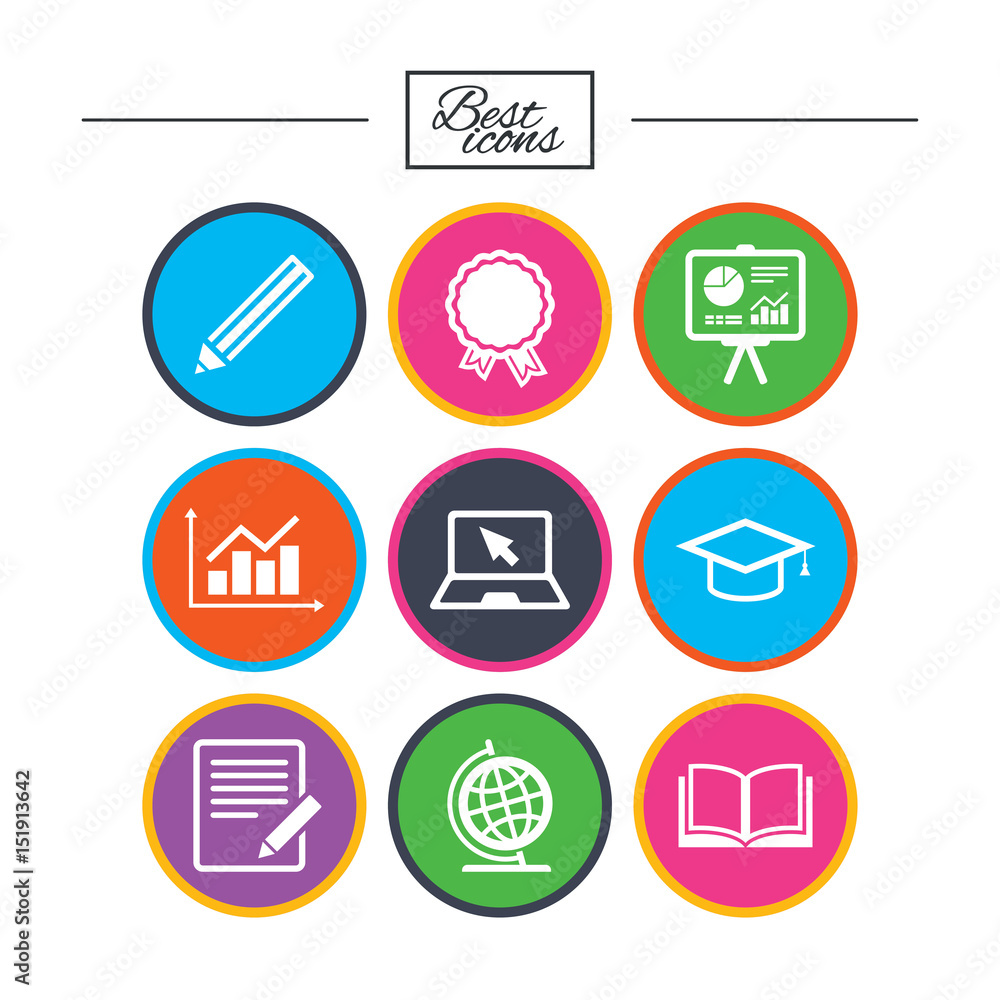 Education and study icon. Presentation signs. Education and study icon. Presentation signs.