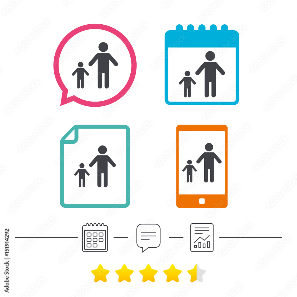 One-parent family with one child sign icon. One-parent family with one child sign icon.