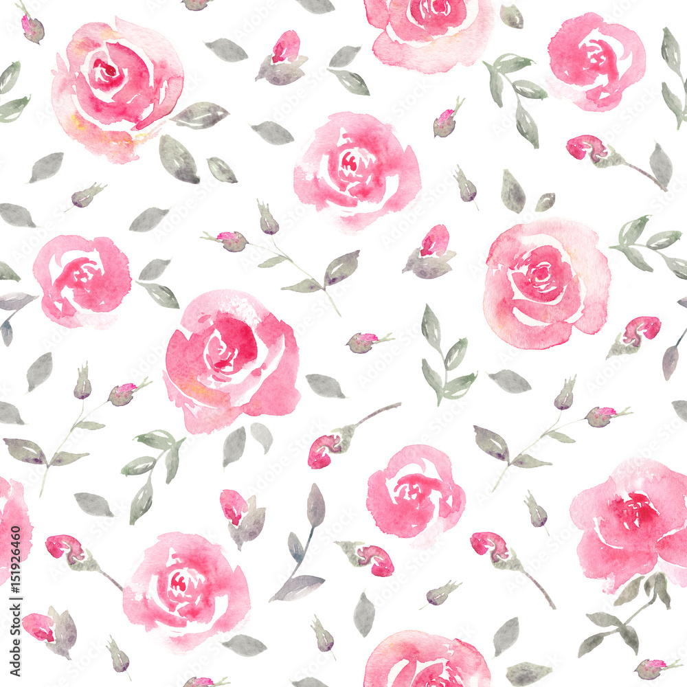 Romantic Pink roses - Floral seamless Pattern. Romantic Pink roses - Floral seamless Pattern.