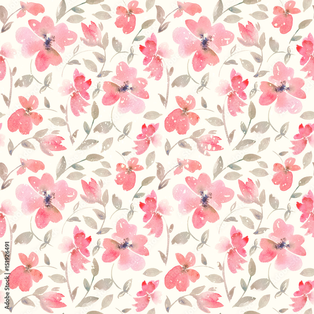 Romantic light red Floral seamless Pattern.